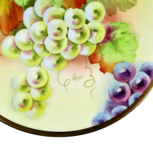 Beyer & Bock Royal Rudolstadt Plate – Hand Painted Grapes, Signed Stein, c1905 - Picture 4 of 6